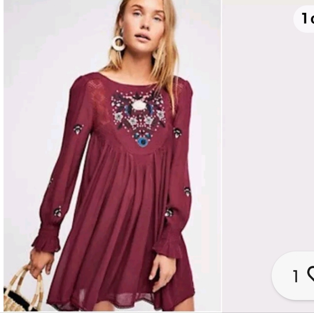 FREE PEOPLE Mohave Embroidered Woven Mini Dress Size S - Picture 2 of 10